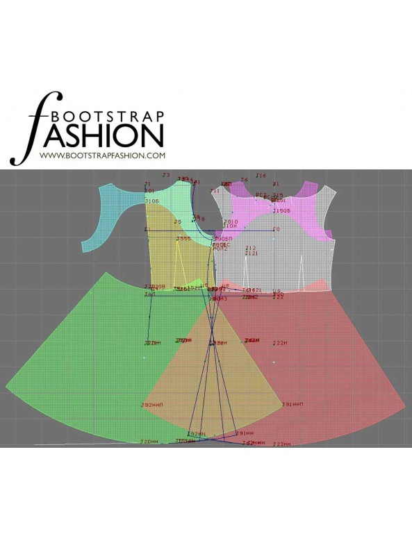 Fashion Designer Sewing Patterns - Pleated Crew Neck A-Line Skirt Dress