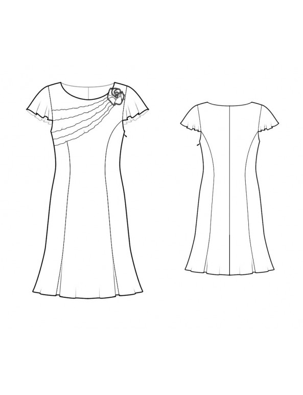 Fashion Designer Sewing Patterns - Chiffon Flutter Sleeves Dress