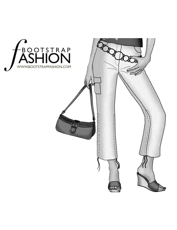 Fashion Designer Sewing Patterns - Shirred-Leg Thigh-Pocket Jeans