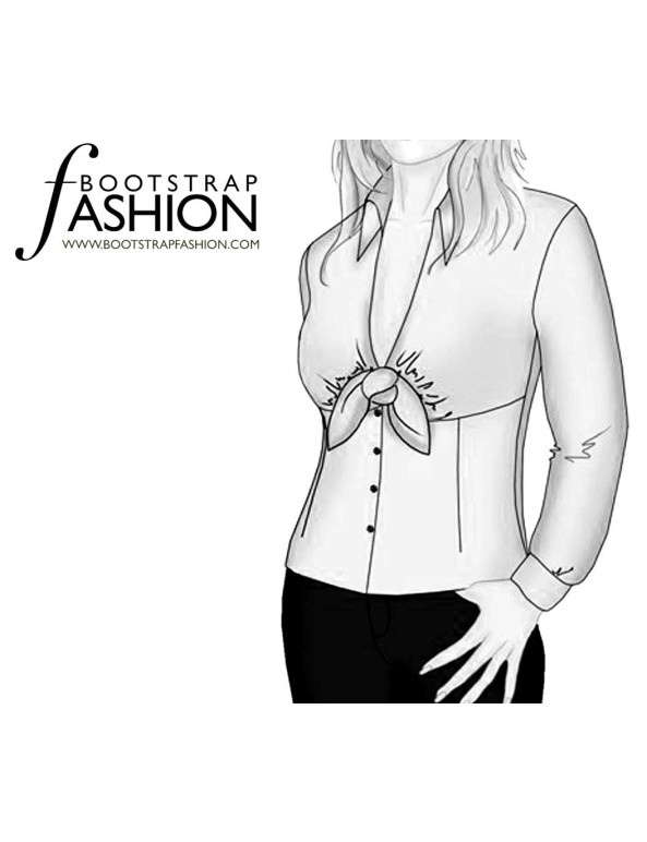 Fashion Designer Sewing Patterns - Fitted Blouse with Tie Neck