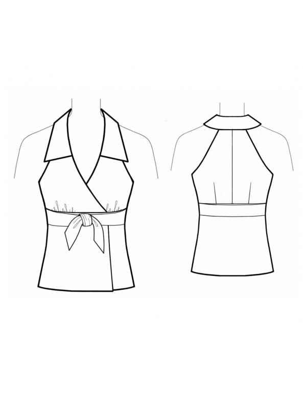 Fashion Designer Sewing Patterns - Tie-Front Halter Top with Collar