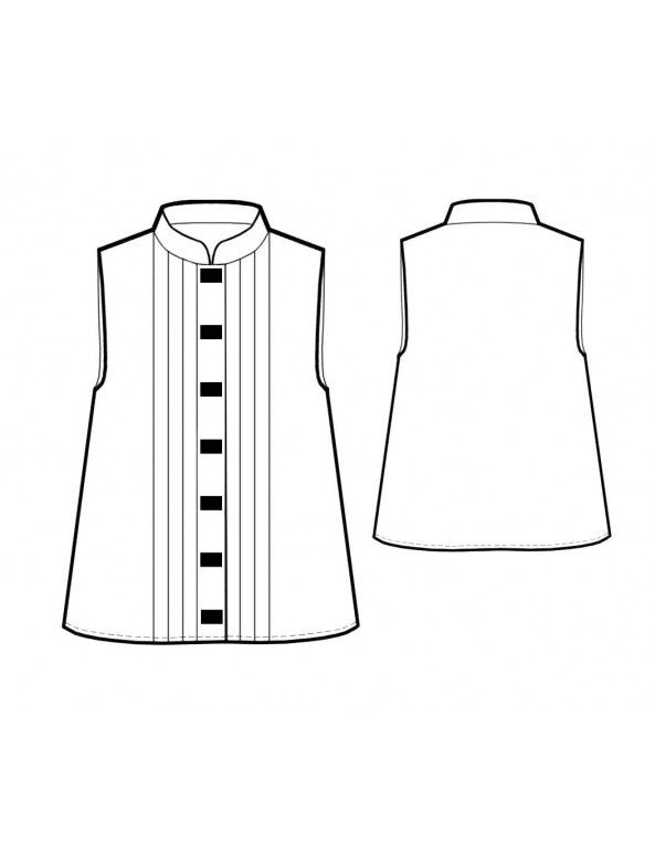 Fashion Designer Sewing Patterns - Sleeveless Blouse with Mandarin Collar