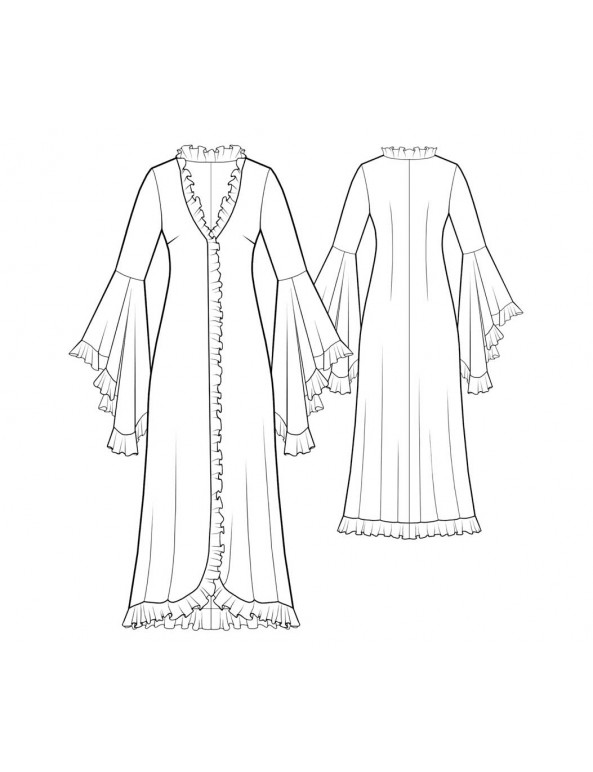 Fashion Designer Sewing Patterns - Angel Sleeves Ruffle Chiffon Penoir