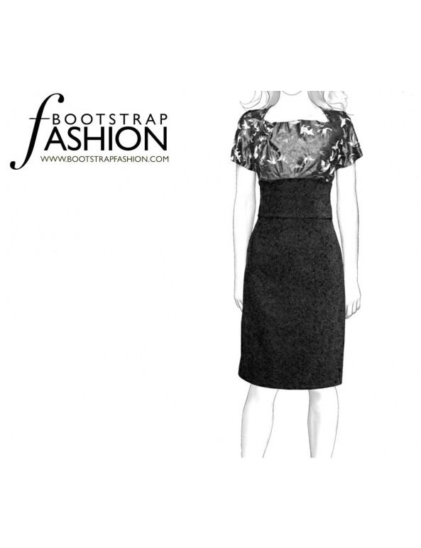 Fashion Designer Sewing Patterns - Short-Sleeved Dress with Asymmetrical Neckline