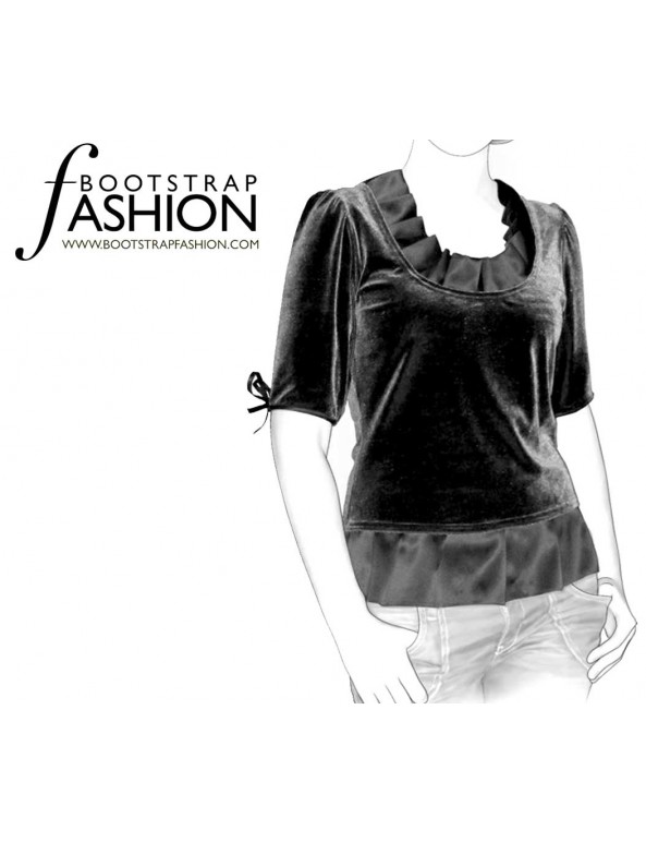 Fashion Designer Sewing Patterns - Scoop-Neck Blouse with Pleats
