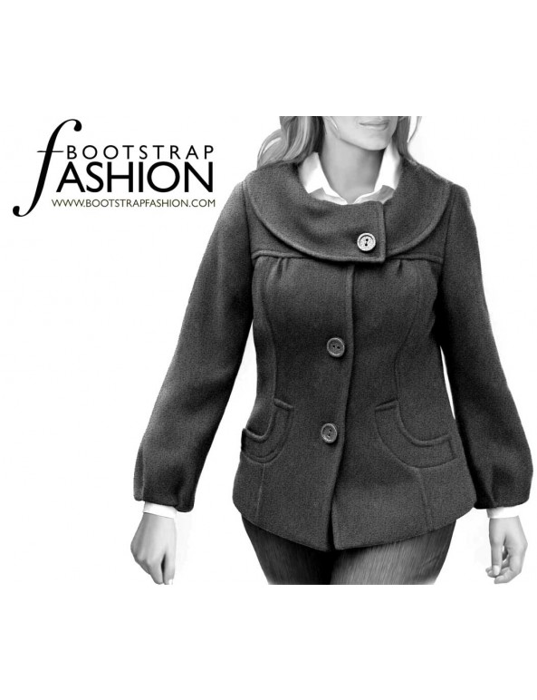 Fashion Designer Sewing Patterns - Turnout Cowl-Collar Short Coat