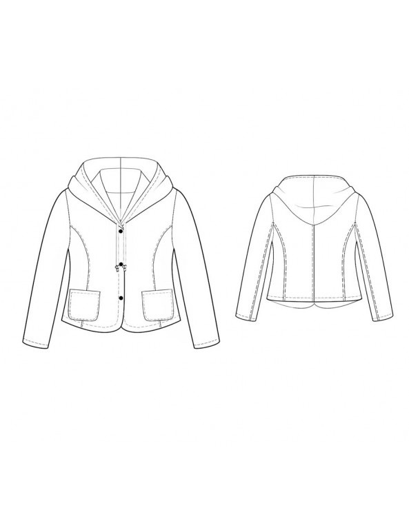 Fashion Designer Sewing Patterns - Two-Pocket Jacket with Draped Hood