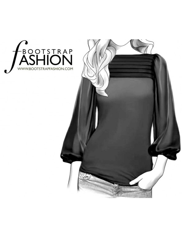 Fashion Designer Sewing Patterns - Boat-Neck Top with Balloon Sleeves