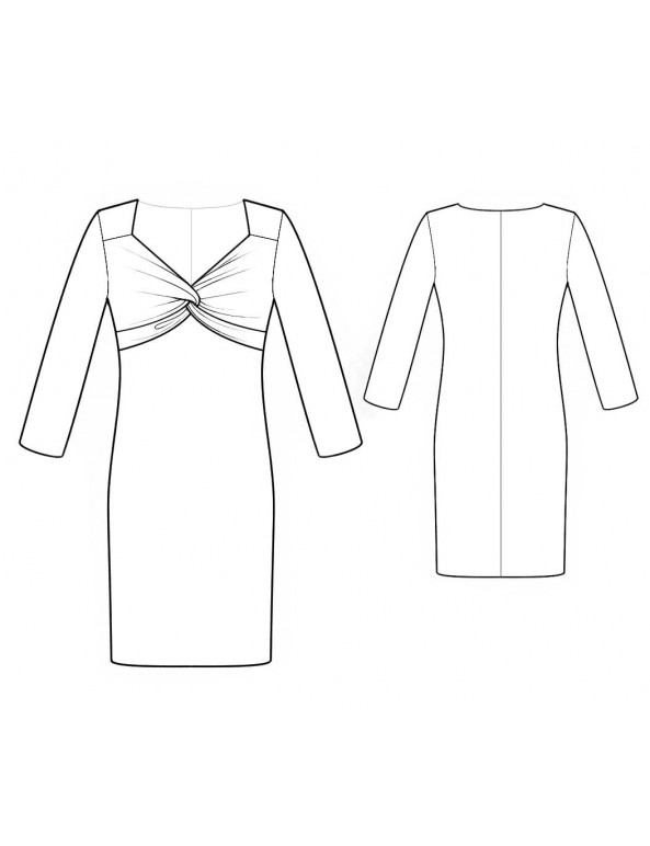 Fashion Designer Sewing Patterns - Sweetheart-Neck Long-Sleeved Dress