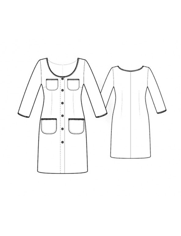 Fashion Designer Sewing Patterns - Scoop-Neck Button-Front Dress