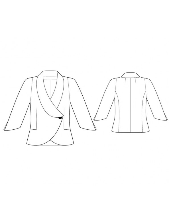 Fashion Designer Sewing Patterns - Curved Asymmetric Front Jacket with Three-Quarter-Length Sleeves