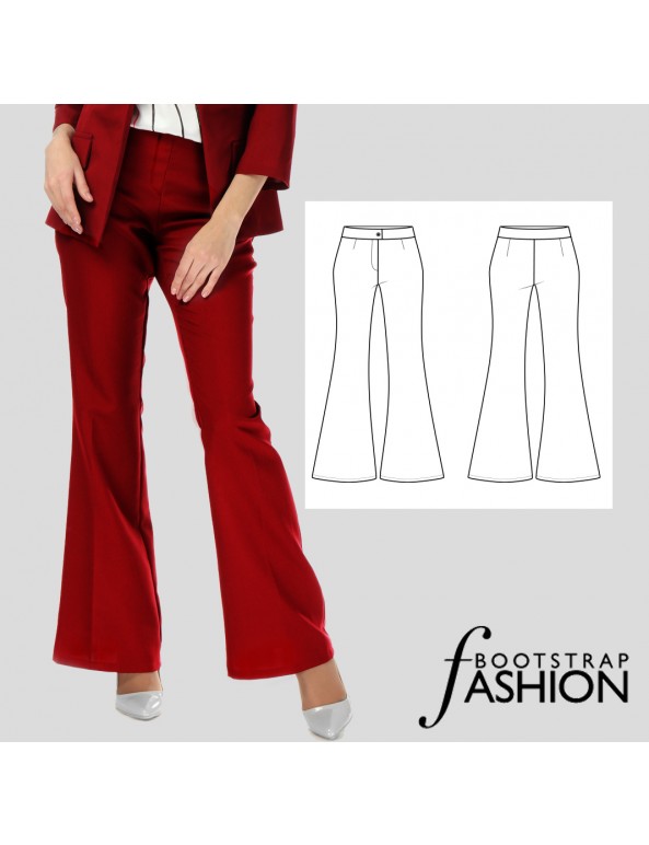 PDF Woman Flared Pant Size 42 Eu PDF Pattern Trousers Size 42  Etsy   Patrones de confección de ropa Elaboración de ropa Confección de ropa