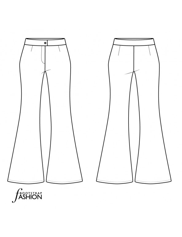 Flare Pants Sewing Pattern Custom Fit. Illustrated Sewing