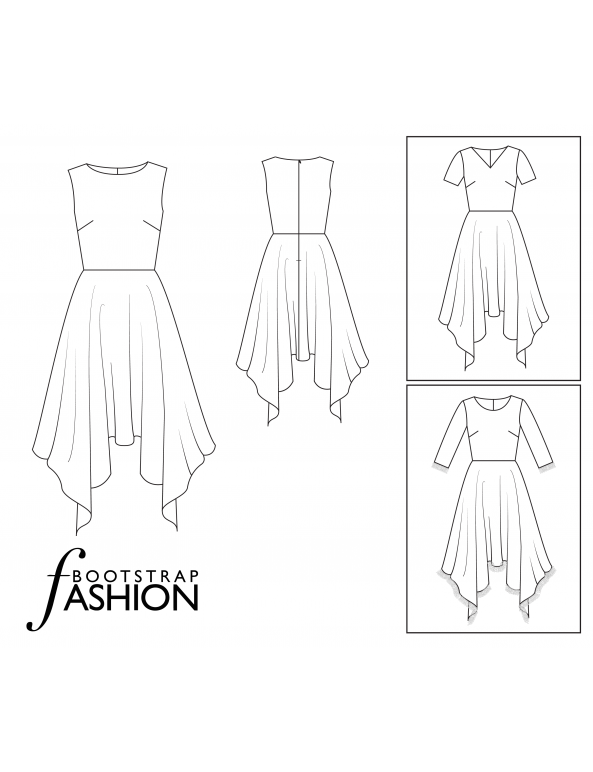 Handkerchief Dress Sewing Pattern. Custom Fit. Illustrated Sewing ...