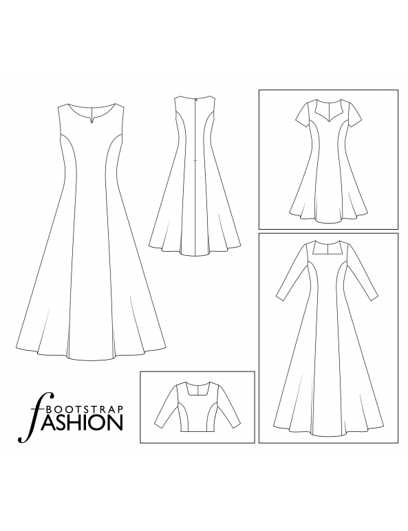 Princess Line Dress sewing Patterns.Custom Fit. Illustrated Sewing ...