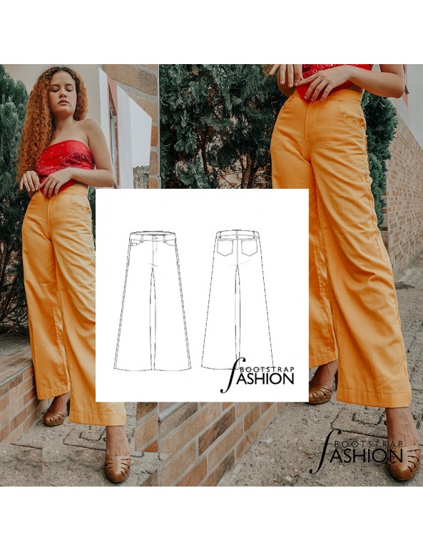 Wide Leg Jeans Sewing Pattern Online. Custom Fit. Illustrated Sewing ...