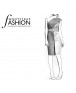 Fashion Designer Sewing Patterns - Boatneck Dress Wth Color/Print Blocked Seams, Front Pleat and Belt