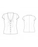 Fashion Designer Sewing Patterns - Capped-Sleeved V-Neck Button-Down Blouse