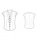 Fashion Designer Sewing Patterns - Buttonfront V-Neck Blouse With Front Ruffles and Petal Sleeves