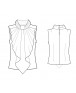 Fashion Designer Sewing Patterns - Blouse With Ruched Stand Collar and Large Front Jabot Ruffle
